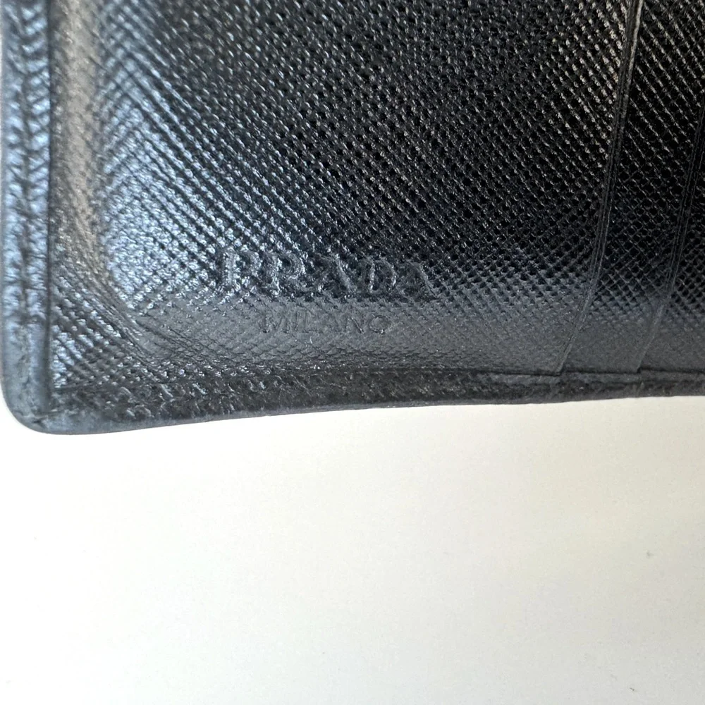 Prada Compact Bifold Wallet Saffiano W Coin Pocket Snap Closure Authentic EUC - Picture 8 of 12